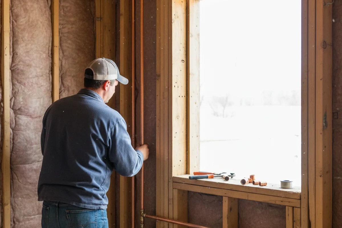 Licensed plumber running new copper supply lines in a Greenville home